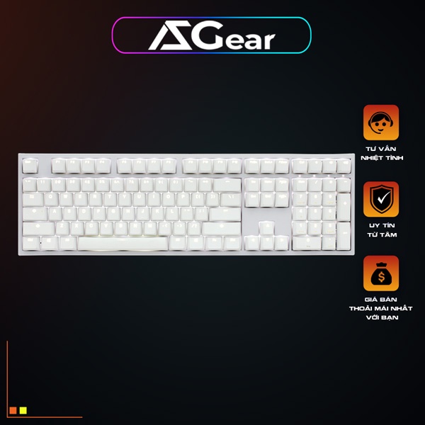 Bàn phím cơ Ducky One 2 White Led Edition Full Size, Bảo hành 24 Tháng, Mới 100%