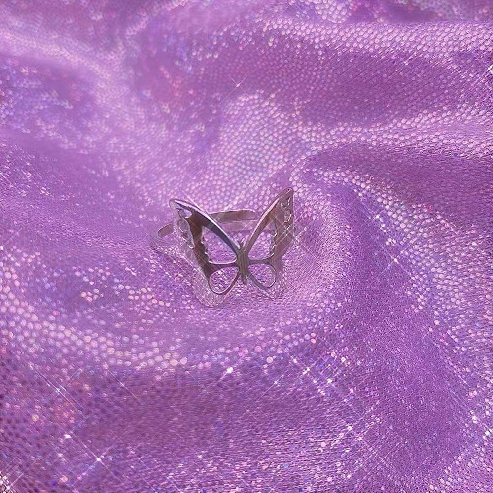 MXGOODS Nhẫn Hình Bướm Chất Liệu Thép Không Gỉ Phong Cách Harajuku Cổ Điển