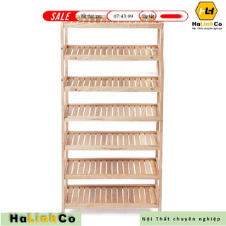 Halinhco- --Kệ dép gỗ cao su 7 tầng dài 60cm