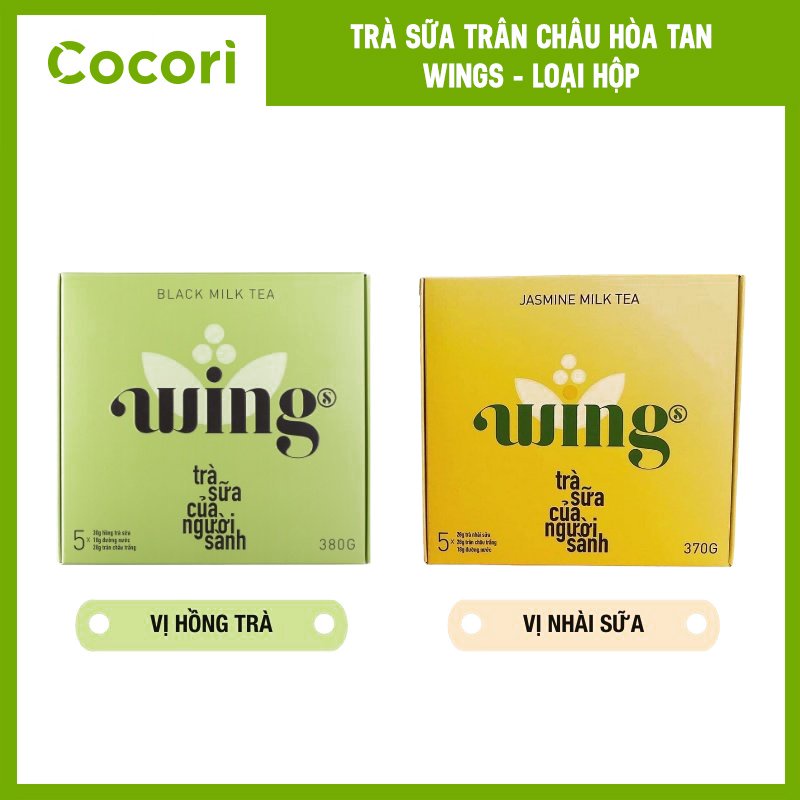 Trà Sữa Wings Tự Pha Hộp Hộp 5 Set Vị Hồng Trà Và Trà sữa Wings Nhài Cocori
