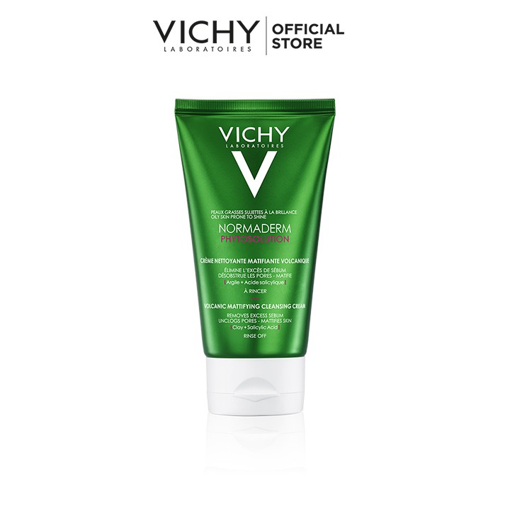 Sữa rửa mặt tạo bọt làm sạch sâu kiểm soát dầu Vichy Normaderm Phytosolution Volcanic Mattifying Cleansing Cream 125ml | BigBuy360 - bigbuy360.vn