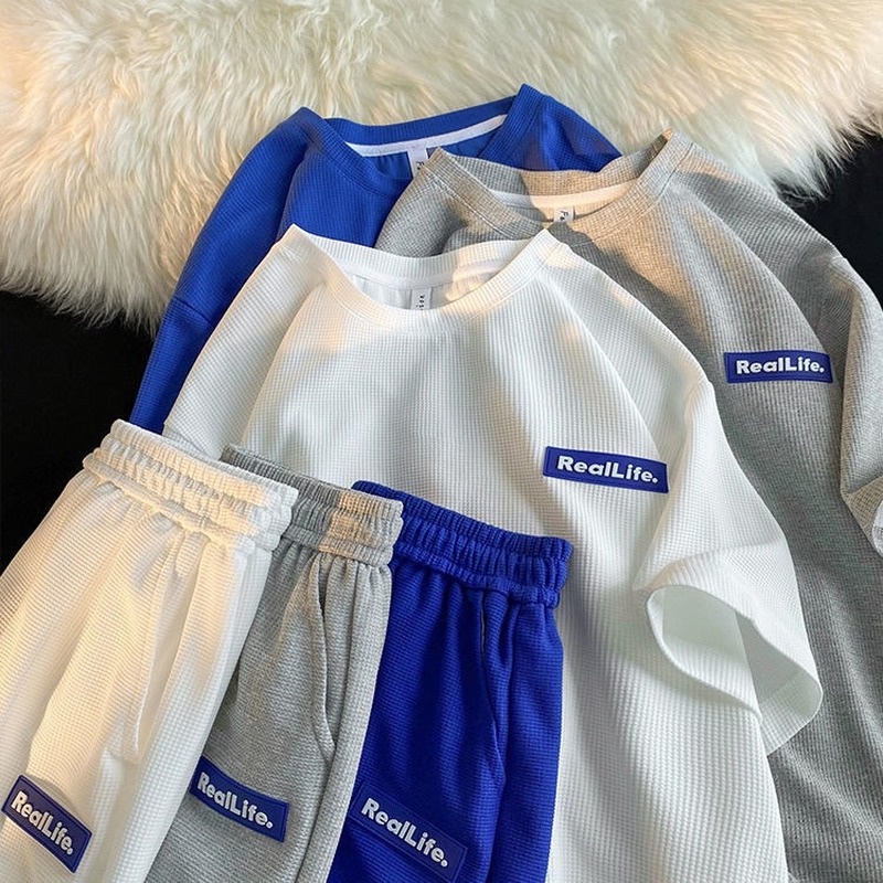 Set Áo Thun Ngắn Tay Form Rộng Và Quần Short Plus Size Thời Trang Xu Hướng Mùa Hè Cho Cặp Đôi