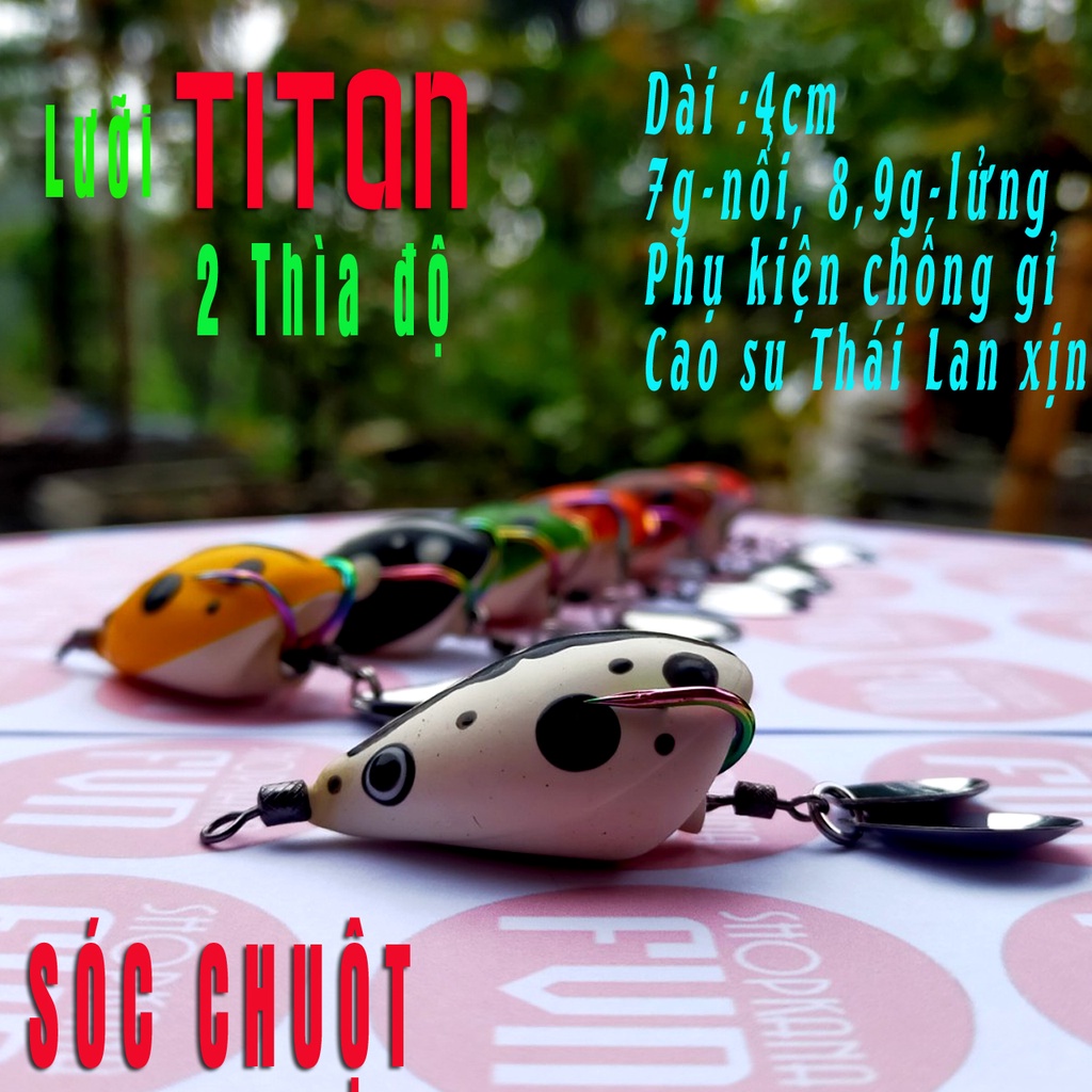 Nhái hơi Chuột Sóc lưỡi Titan 2 thìa độ, 7 màu, cao su Thái Lan xịn