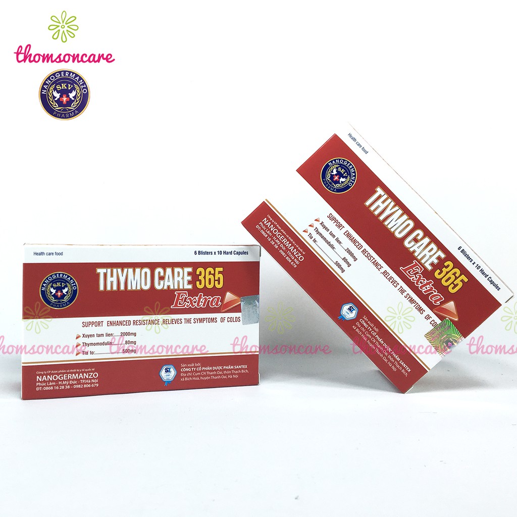 Xuyên tâm liên tăng cường miễn dịch Thymo Care Hộp 60 viên có thêm Thymodulin và tía tô tăng sức đề kháng