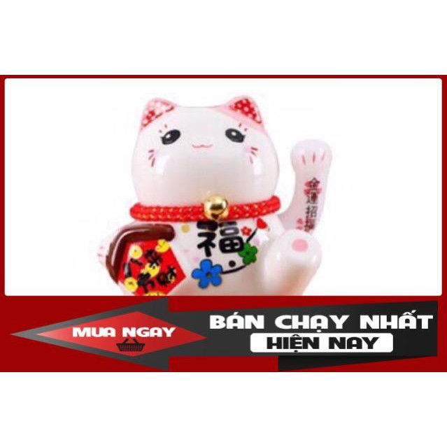 [SP BÁN CHẠY] Mèo thần tài, mèo may mắn Maneki Neko vẫy tay năng lượng mặt trời 10cm