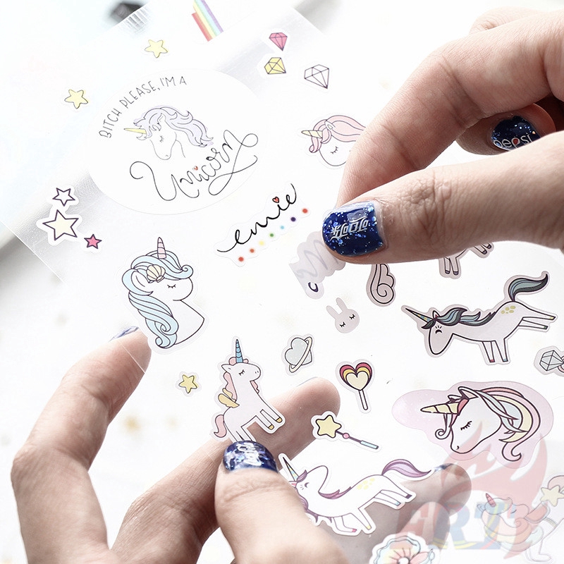 ❉ Unicorn Stickers ❉ 1 Sheet Fashion Album Scrapbooks Mixed DIY Decor Stickers