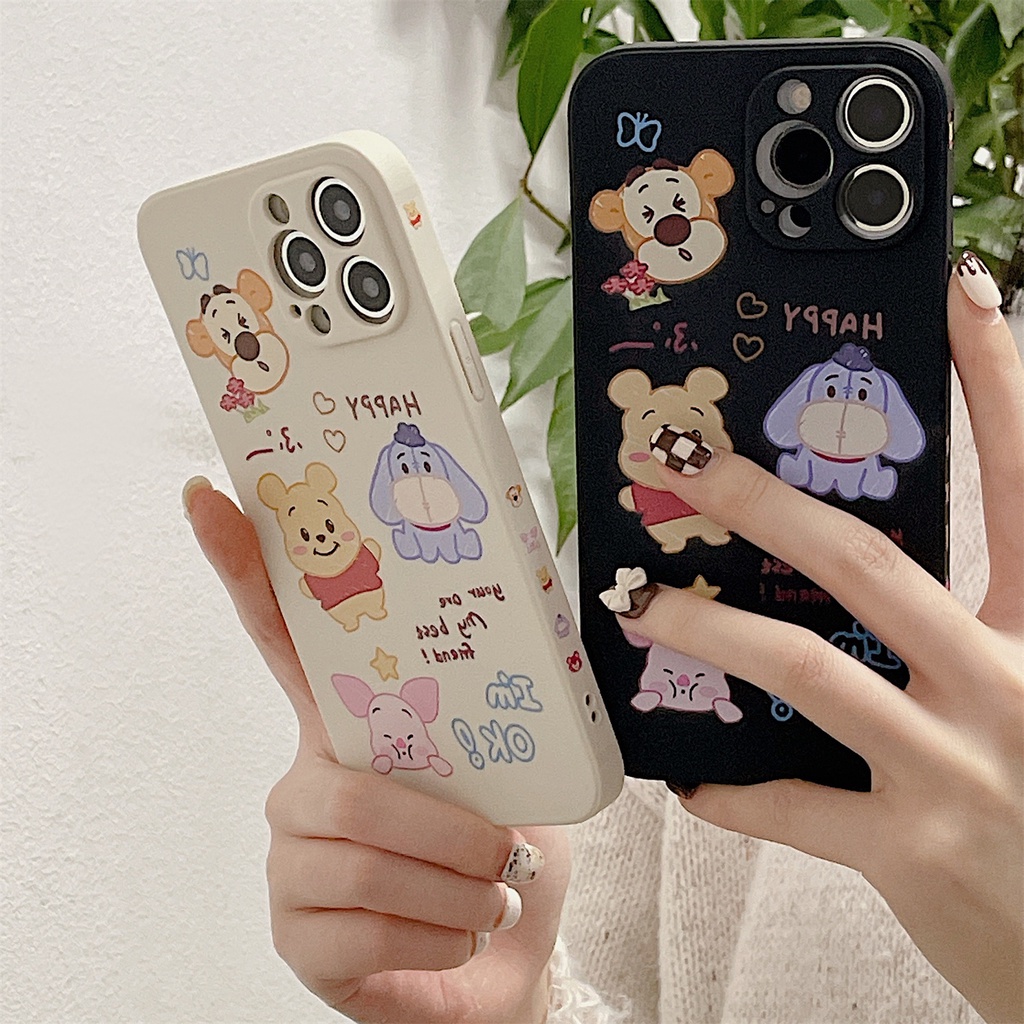 Ốp điện thoại viền silicon mềm in hình gấu Pooh thích hợp cho iPhone 13 / 12 Pro Max 11 Xr 6 7 8 Plus