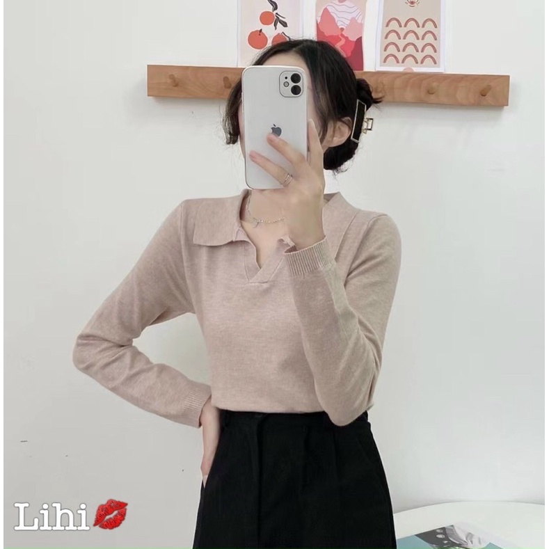 ÁO LEN THỎ CỔ BẺ DÀI TAY PHONG CÁCH HÀN QUỐC MS16245 | BigBuy360 - bigbuy360.vn