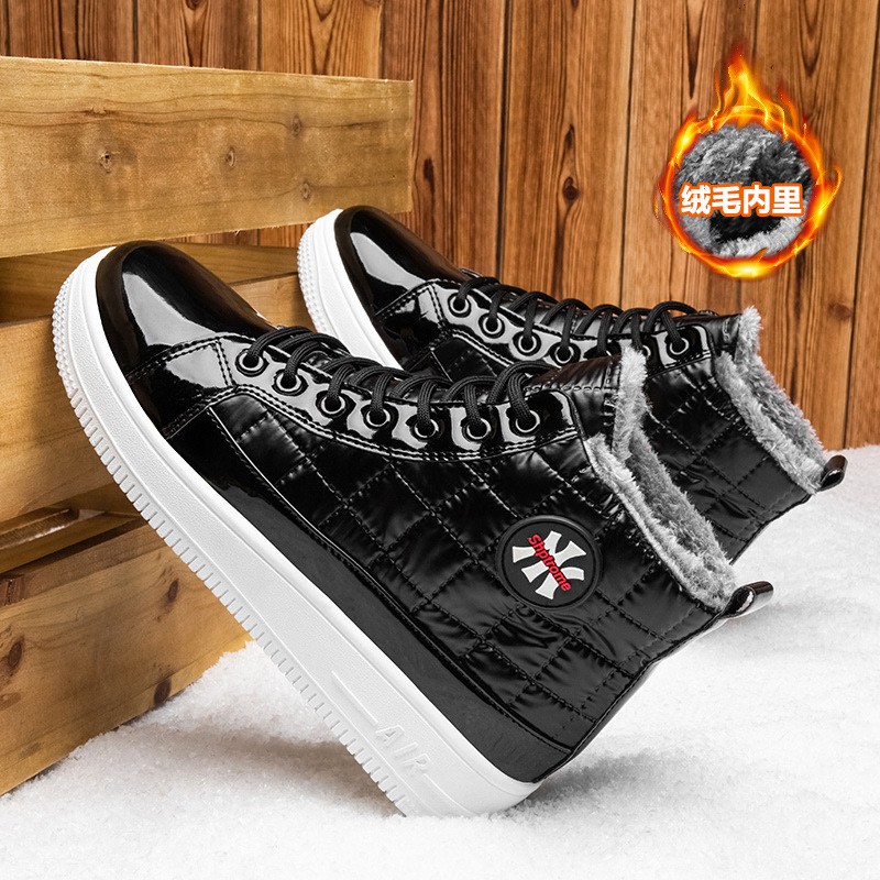 Giày Bốt Martin Cổ Cao Chất Liệu Da Cotton Phối Nhung Dày Giữ Ấm Mùa Đông Cho Nam 2021 | BigBuy360 - bigbuy360.vn