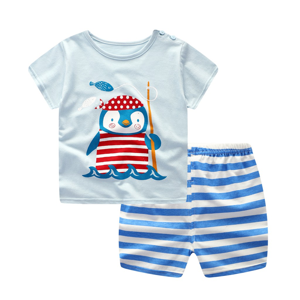 Set Áo Thun Tay Ngắn &amp; Quần Short Cho Bé 0-5 Tuổi