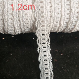 Ren chỉ cotton , màu trắng tinh, size 1.2cm