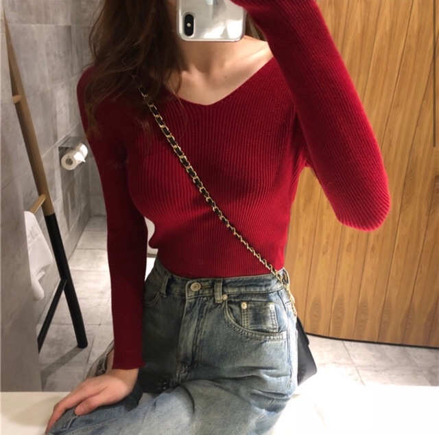 Áo len tăm cổ tim siêu hot A02