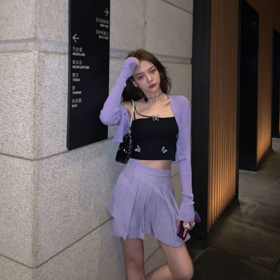 Jiashucheng Áo Khoác Cardigan Dệt Kim Mỏng Lưng Cao Chống Nắng Thời Trang Mùa Hè Cho Nữ