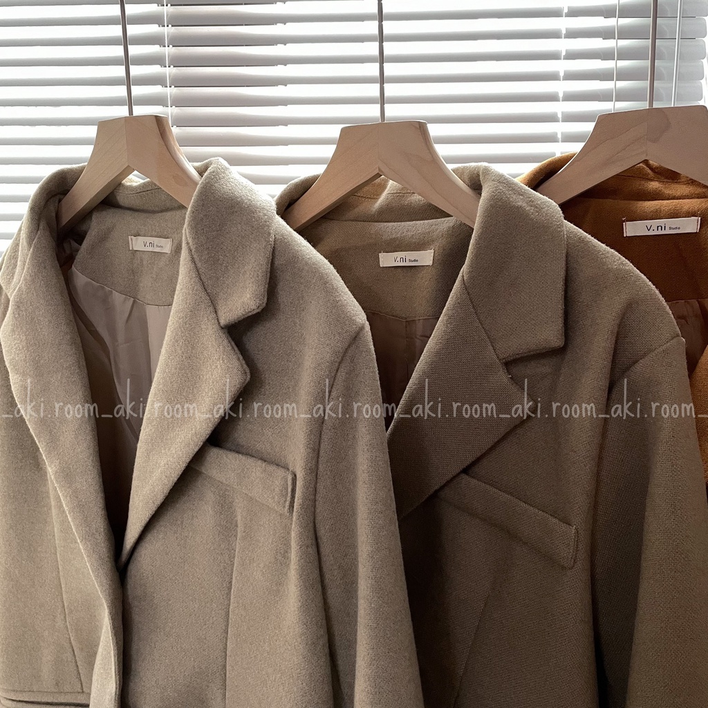 Áo khoác vest dạ hai khuy túi ngang giả