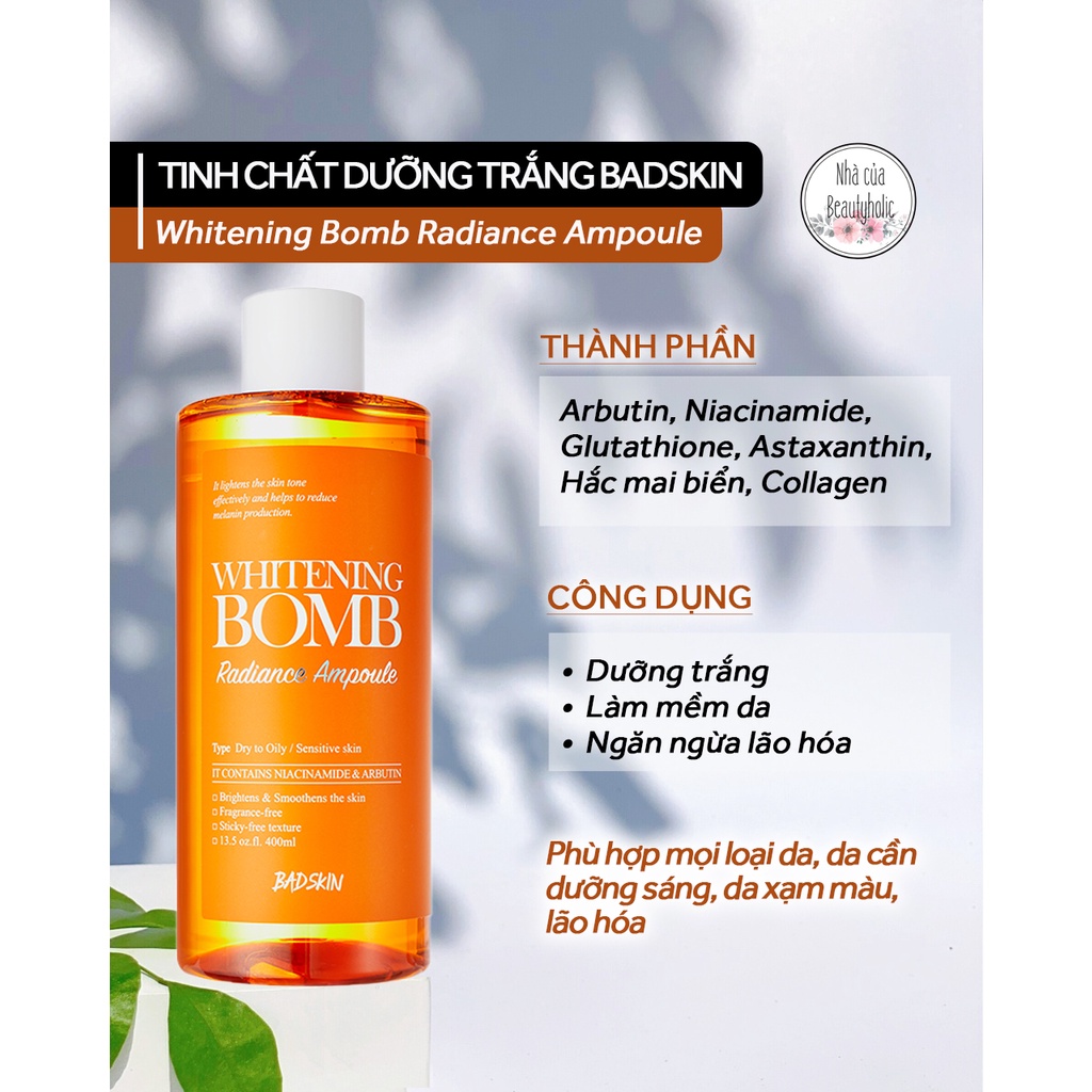 Tinh chất dưỡng trắng BADSKIN Whitening Bomb Radiance Ampoule