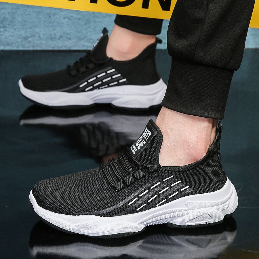 [Mã FAMAYMA2 giảm 10K đơn 50K] Giày nam thoáng khí Saytlea đen đế trắng kiểu dáng mới | BigBuy360 - bigbuy360.vn