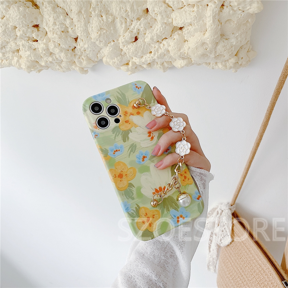 Casing Oil Painting Yellow Flowers Camellia Bracelet Skin-Friendly Soft Phone Case for Huawei Y7Pro 2019 Y9s Y9 2019 Y9Prime 2019 P40Pro P40 P30Pro P30 Nova4 Nova5T Nova7 Nova7SE Nova7i Mate30 Mate30Pro Honor 8X