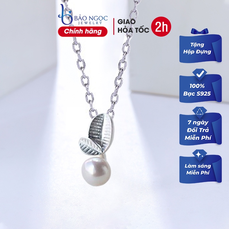 Dây Chuyền Bạc Ý S925 Thiết Kế Đơn Giản Hình Chiếc Lá Đính Hạt Nhỏ Xinh DB-1562 - Bảo Ngọc Jewelry