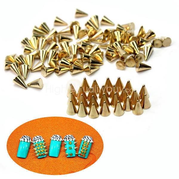 100PCS Metal Punk Cone Nail Art Spikes Bullet Stud Studded Decoration DIY Decor