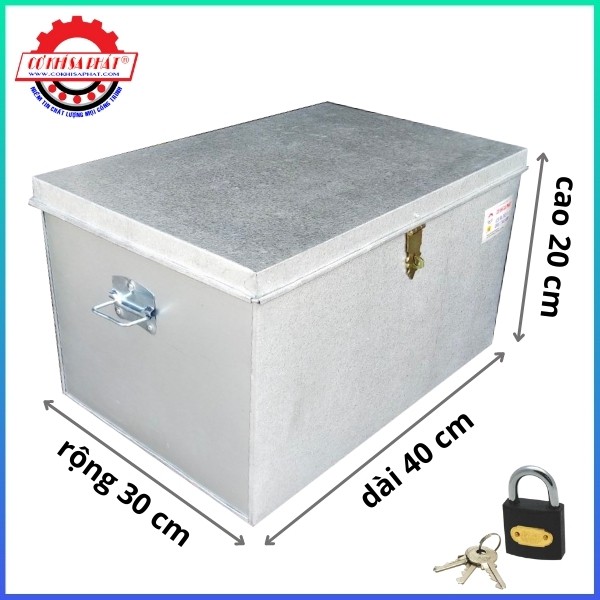 Thùng tôn, rương tôn đựng đồ đa năng có khóa KT 40 x 30 x 20 cm