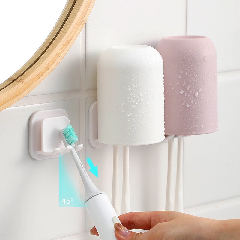 Giá Đỡ Bàn Chải Đánh Răng / Cốc Đánh Răng Gắn Tường Tự Dính Chống Thấm Nước