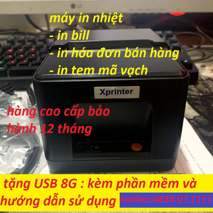 Máy in bill Xprinter loại tốt - Tặng USB 8G có phần mềm và hướng dẫn cài đặt bảo hành 12 tháng- RAMBO1688