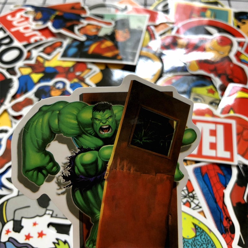 50PCS Marvel Superhero Sticker Waterproof Laptop Suitcase Cartoon Movie Avengers Stickers Child's Gifts