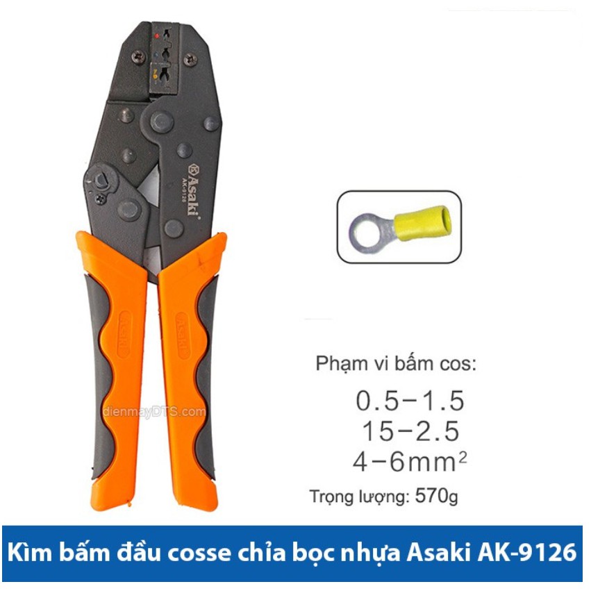 Kìm bấm cos Asaki, kềm bấm cốt Asaki, bấm đầu cos Asaki