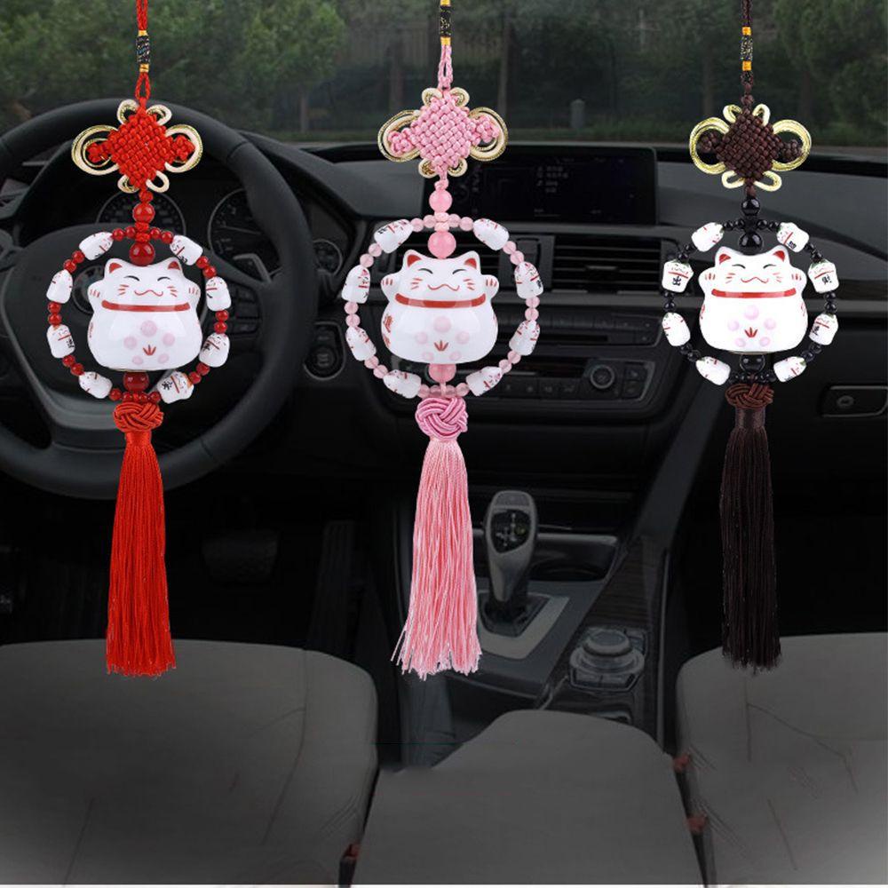 1 Mặt Dây Chuyền Hình Mèo May Mắn Bằng Gốm Sứ Hoạt Hình May Mắn Trang Trí Nội Thất Xe Hơi DIY