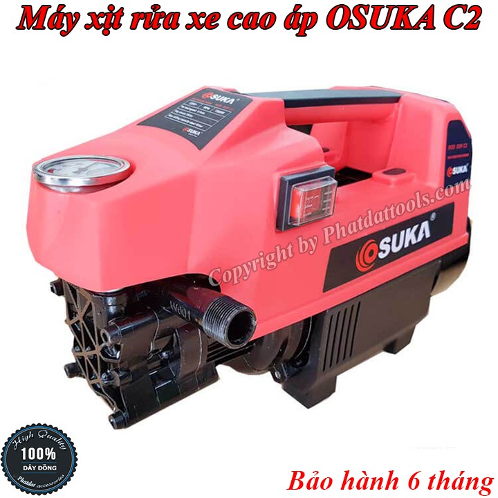 Máy xịt rửa xe cao áp OSUKA C2-Công suất 1500W-Tặng kèm bình bọt tuyết gắn súng rửa xe-Bảo hành chính hãng 6 tháng