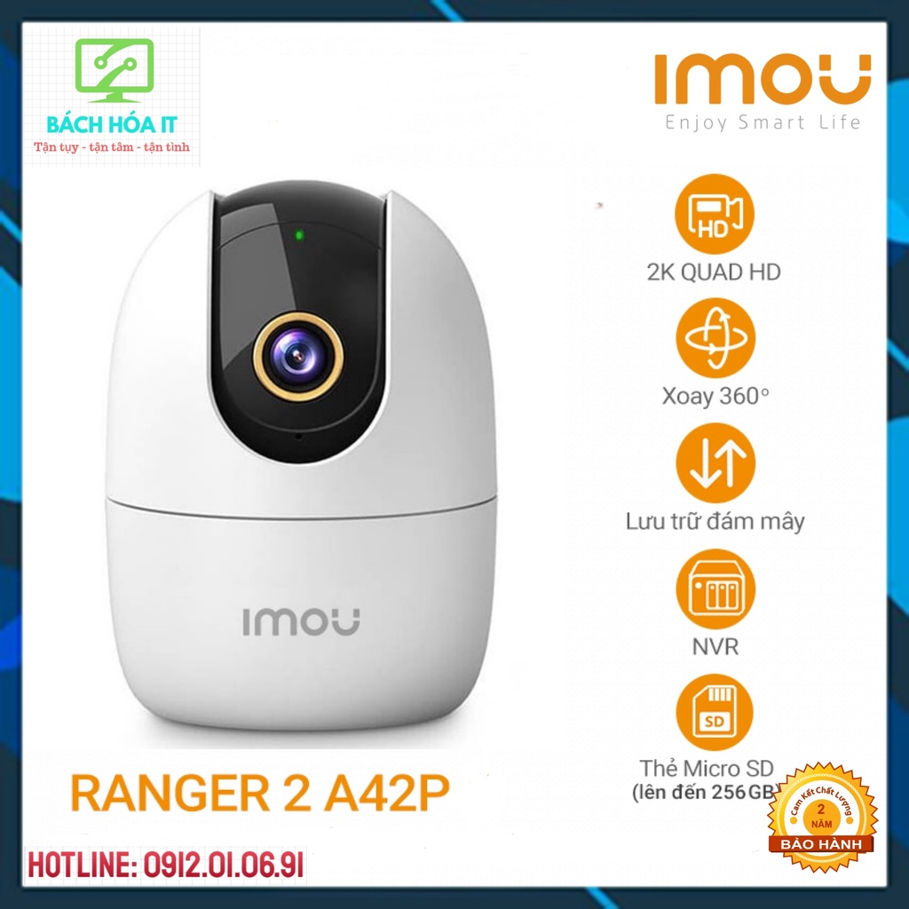 Camera IP WIFI XOAY 360 2M 4M IMOU Ranger2 A42 A42P - A22EP Trong Nhà Còi Hú Báo Động, chính hãng, bảo hành 24 tháng