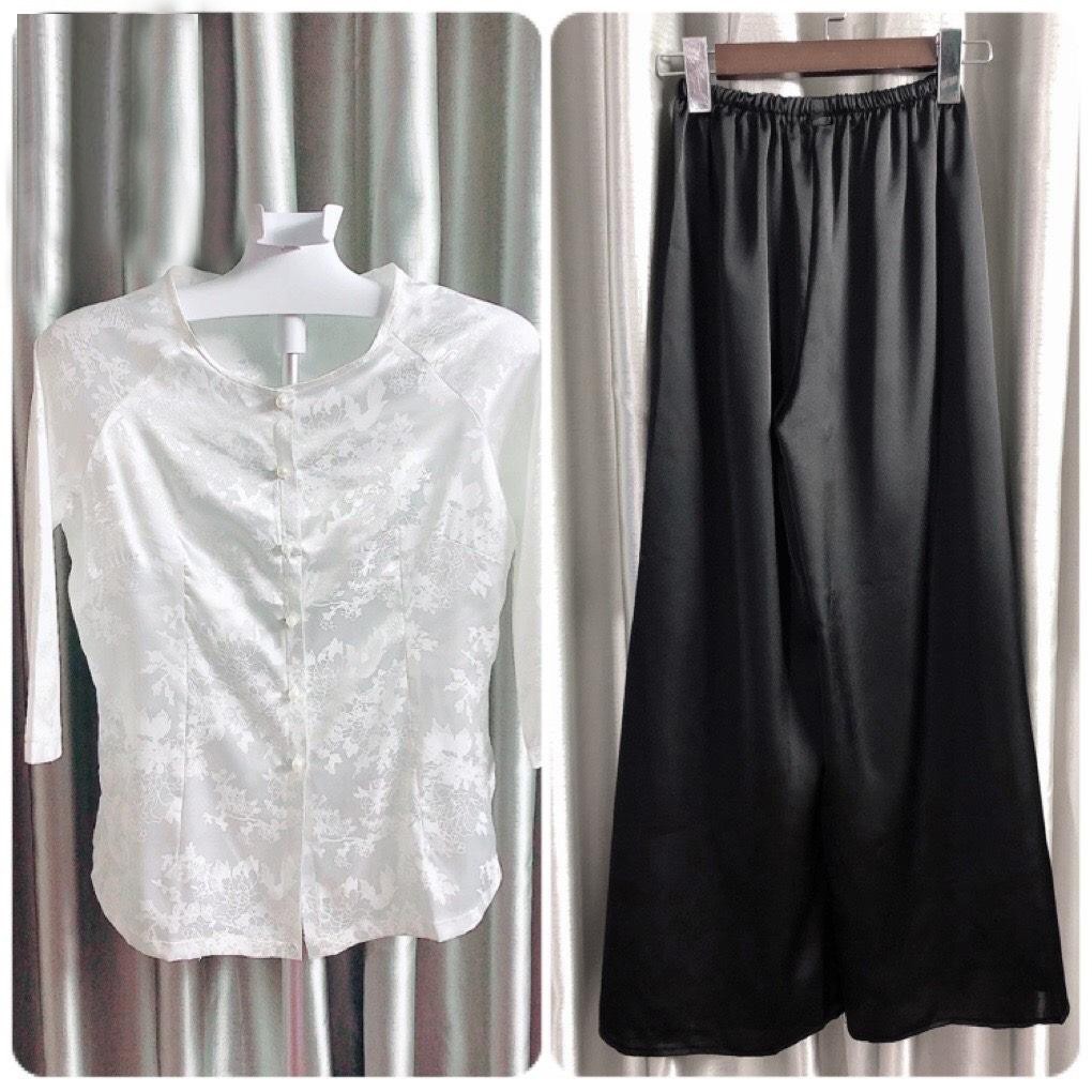 Áo bà ba đi lễ chùa vải lụa gấm mặc cực đẹp, quần lụa cát, mềm, mịn, ko bai, ko nhăn, duyên dáng kín đáo - ao ba ba