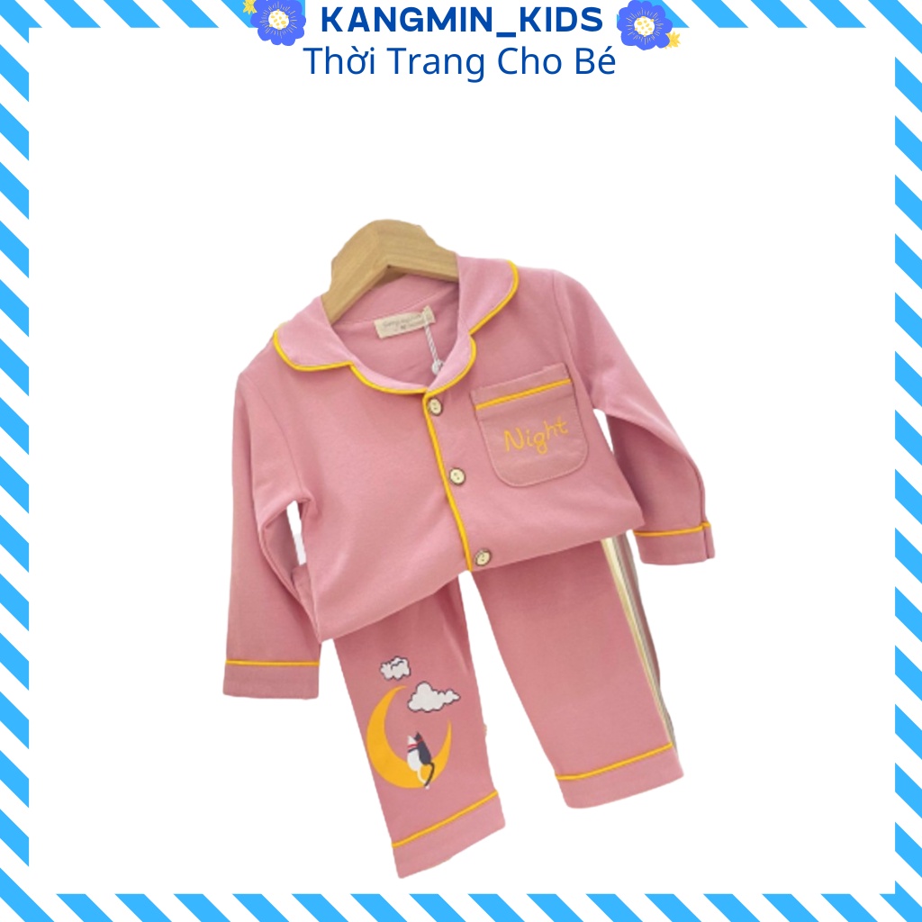 Đồ bộ Pijama bé trai lụa dài cho bé Kangmin KIDS , quần áo bé trai bé gái QATE03, đồ ngủ pizama cho bé từ 6-28kg