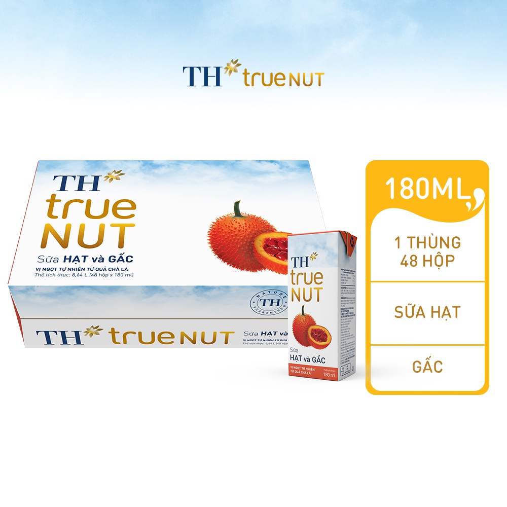 Thùng 48 hộp sữa hạt và gấc TH True Nut 180ml 180ml x 48