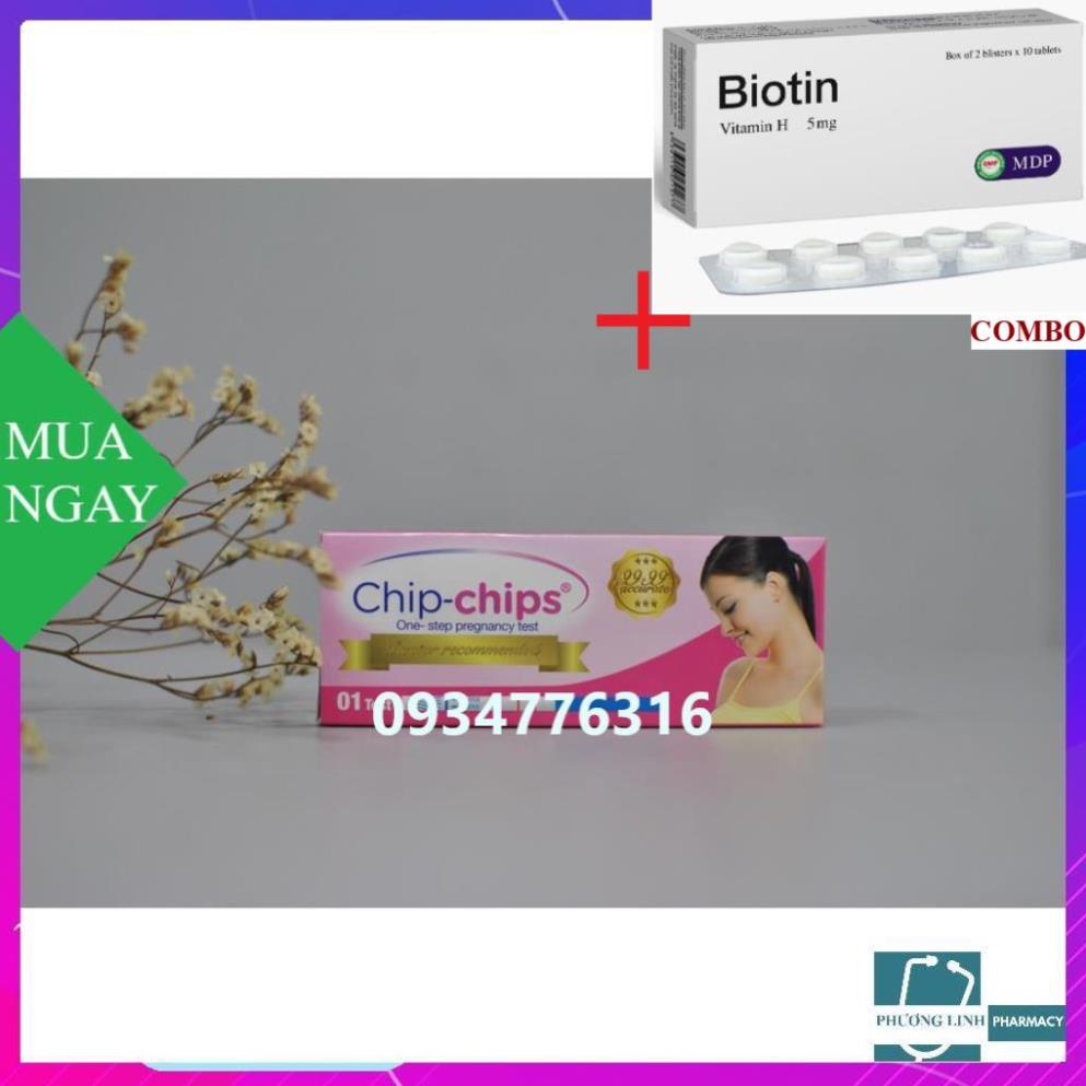 Combo Biotin 5mg+ QUE THỬ THAI CHIP-CHIPS