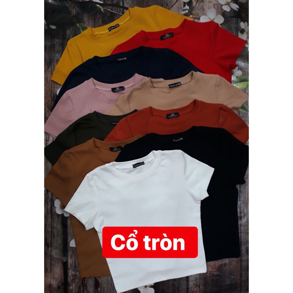 Áo thun croptop cổ tròn-vải dày đẹp-giặt không xù