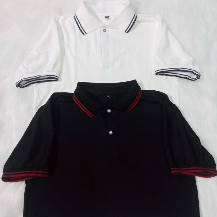 Áo Thun Nam, nữ unisex  Polo Cổ Bẻ Phối Bo Sọc Đẹp Sang Trọng Đẳng Cấp  (Trắng + đen)