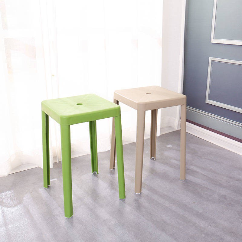 Bạc nhựa Bắc Âu dày Ăn tối cao cấp Băng ghế cao hiện đại Thời trang sáng tạo Square Square Stool Ghế cao