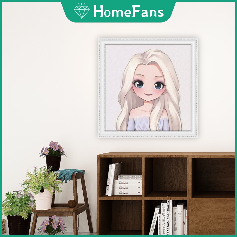 DISNEY Bộ Tranh Đính Đá 5D Tự Làm Hình Công Chúa Elsa 40x40cm/50x50cm Trang Trí Nhà Cửa