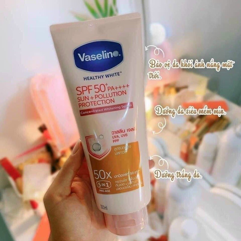 SỮA DƯỠNG THỂ BODY TRẮNG DA VASELINE HEALTHY WHITE THAILAND 50X SPF50+(320ML)