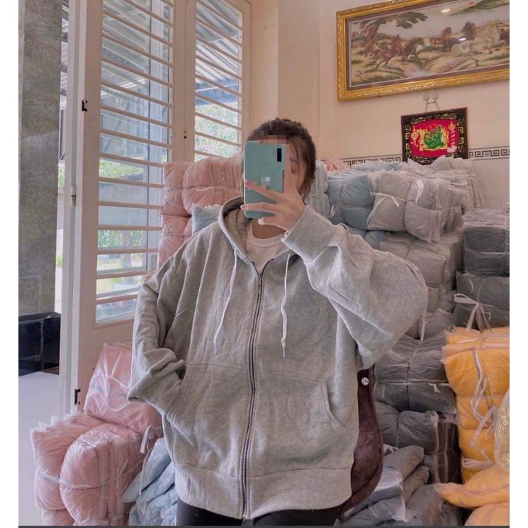 Áo khoác nỉ ngoại khóa kéo sắt tay phồng - update thêm màu