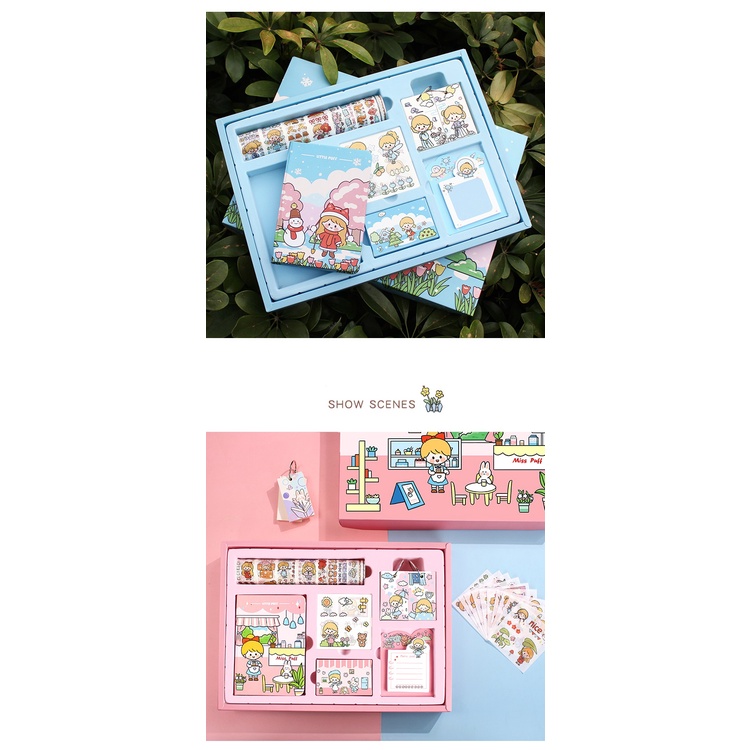 Set 54 Hộp quà tặng Sổ tay cô gái dễ thương -Sticker-Washi Tape -Giấy Note  Sổ Ghi Chú  hình dán công chúa sổ ghi chép sticker trang trí sổ quà tặng bạn gái