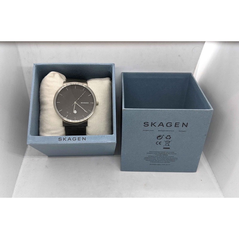 Đồng hồ nam dây da đen Skagen men Grey SKW6320 Quartz 40mm