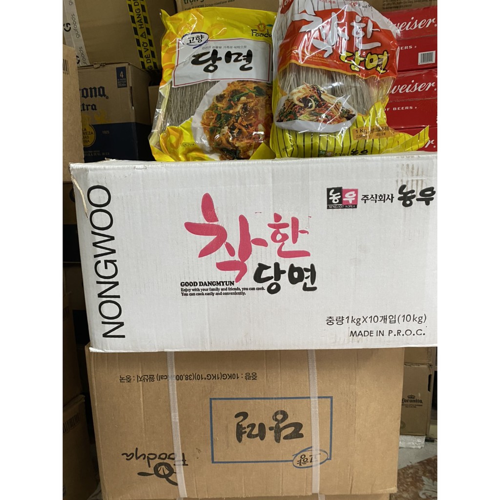 Miến khoai lang Hàn Quốc cao cấp Gogi và Nongwoo gói 1kg làm miến trộn, miến xào thích hợp với cả người ăn chay