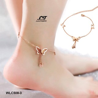 LẮC CHÂN TITAN HÌNH BƯỚM CỰC XINH (vàng hồng) WLC508-3