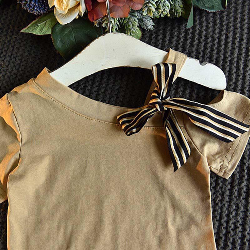 Set áo thun tay ngắn &amp; quần short họa tiết sọc cho bé gái