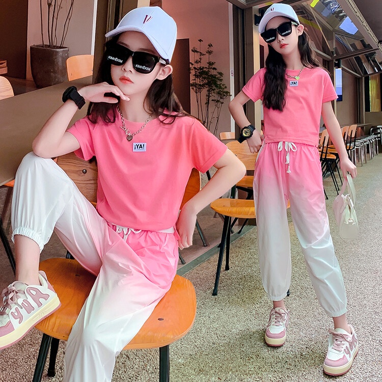 Set Đồ Mùa Hè Hai Món Màu Sắc Gradient Thời Trang Dành Cho Bé Gái