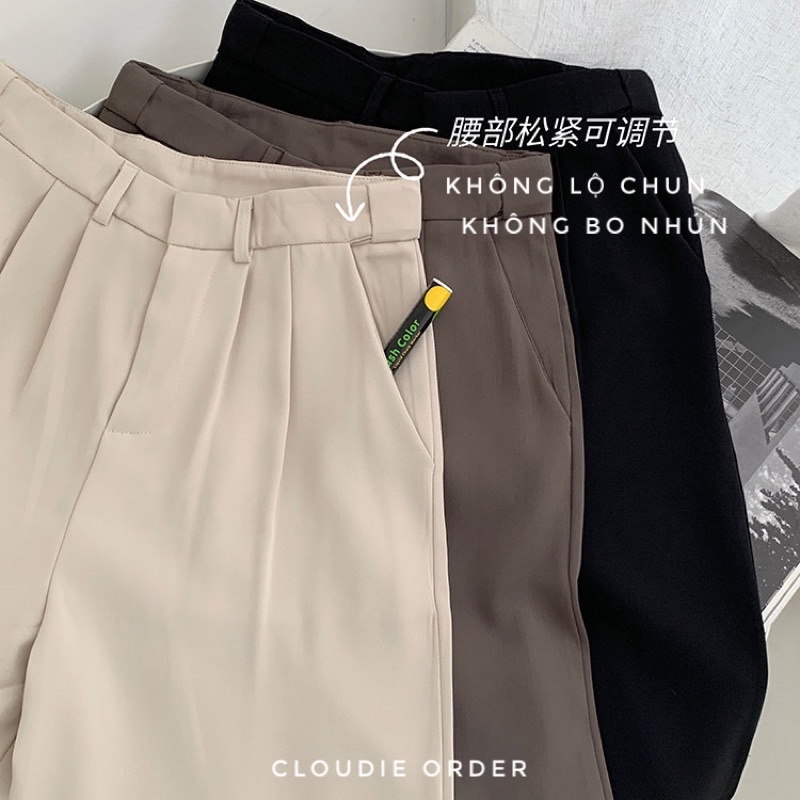 [Ảnh + Video Chính Chủ] Quần Vải Ống Suông Lưng Cao Vintage Quảng Châu Loại 1 | BigBuy360 - bigbuy360.vn