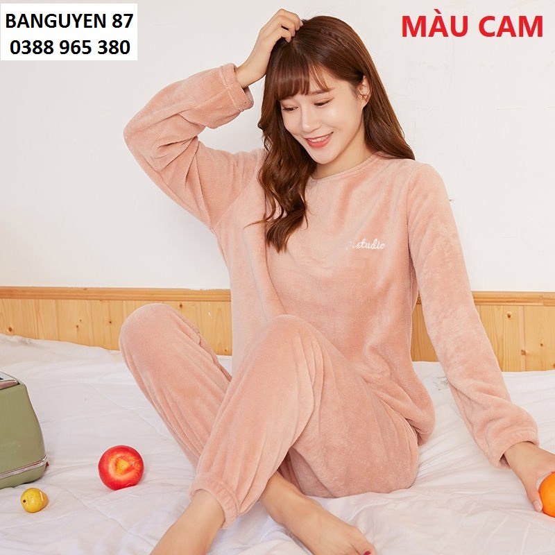 Bộ ngủ lông nhung ấm áp mùa đông nhiều màu cho cả nam và nữ sẵn hàng