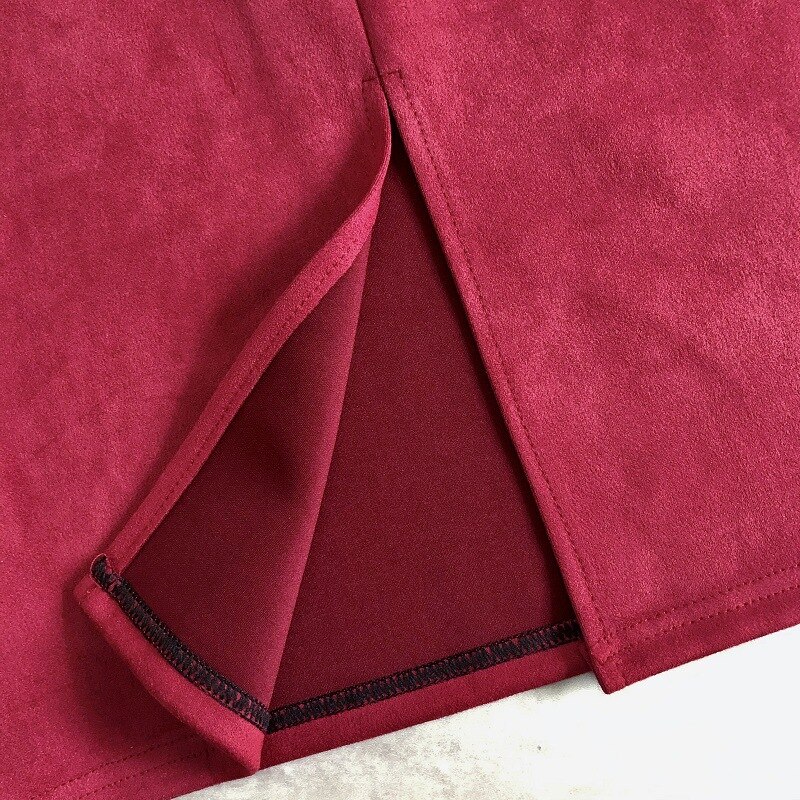 Chân Váy Bút Chì Bằng Da Lộn Màu Trơn Thời Trang Công Sở